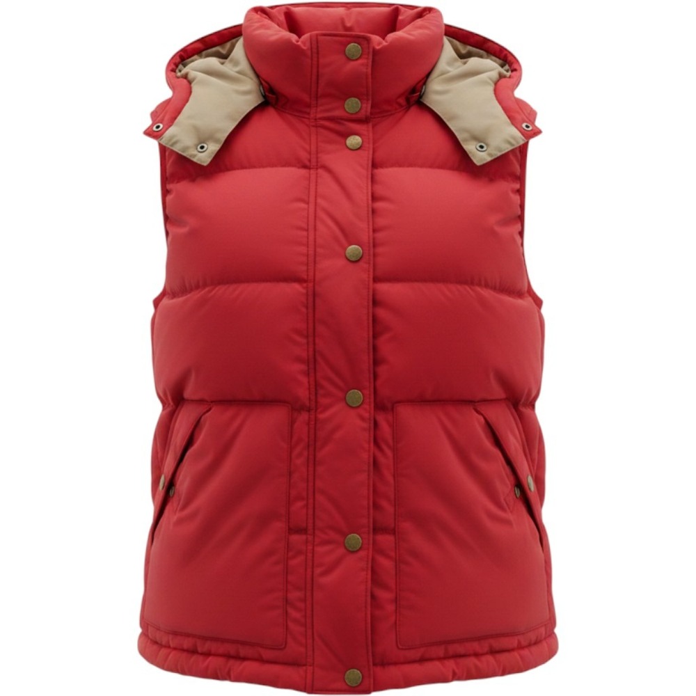 Burton Dryride Red Puffer Vest Removable Hood Womens Medium Gorpcore Winter